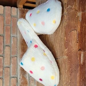 Polka Dot Plush Slippers